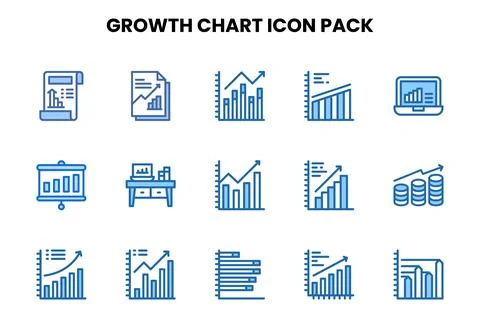 Growth Chart Two Colour Graphics Icons Pack Stock Illustration