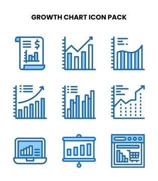 Growth Chart Two Colour Graphics Icons Pack Stock Illustration