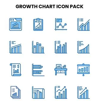 Growth Chart Two Colour Scalable Icons Pack Stock Illustration