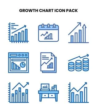 Growth Chart Two Colour Scalable Icons Pack Stock Illustration