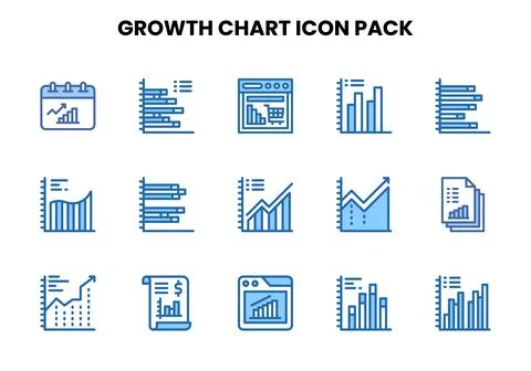 Growth Chart Two Colour UI Icons Pack Stock Illustration
