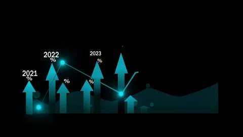 Growth chart with upward arrows and years 2021 to 2026 Vidéo 336875162