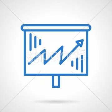 Growth chart vector icon blue simple line style Stock Illustration