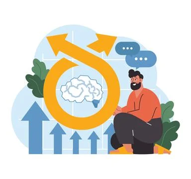 Growth in cognition. Flat vector illustration Stock Illustration