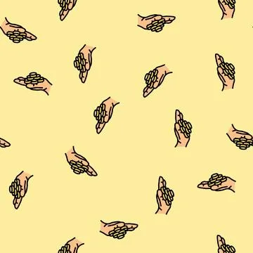 Growth coin hand vector seamless pattern Stock Illustration