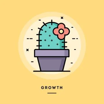 Growth concept, flat design thin line banner. Vector illustration. Stock Illustration