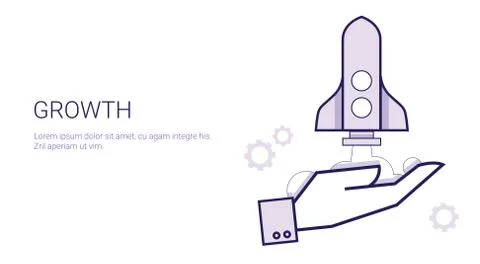 Growth Concept Startup Project Development Template Web Banner With Copy Space Illustrazione stock