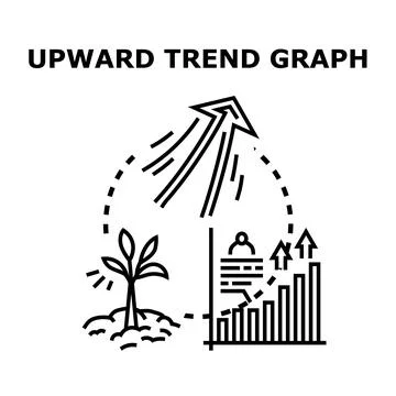 Growth concept with upward trend graph and sprouting plant Stock Illustration
