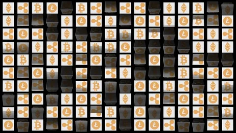 Growth of Crypt. icons of world crypt. economic business background. seamless Vídeos de archivo 83552308