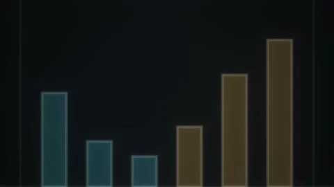 Growth of data represented through a bar chart on a dark Stock Footage 339322623
