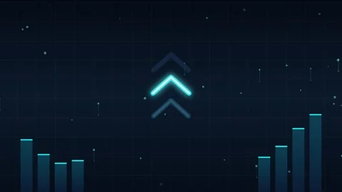 Growth Data Visualization with Animated Blue Upward Arrows and Fluctuating .. Stock Footage 347066448