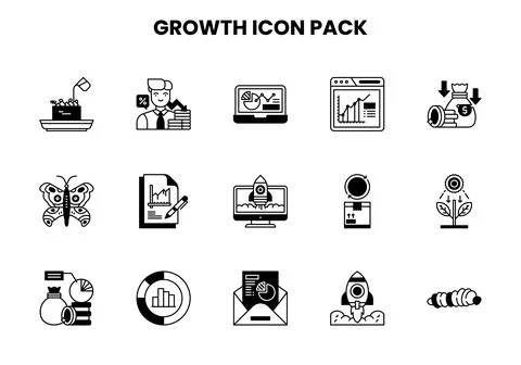 Growth DuoTone Graphics Icons Pack Stock Illustration