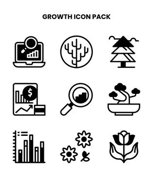 Growth DuoTone Set Icons Pack Stock Illustration