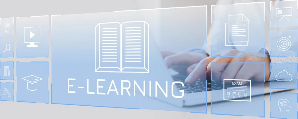 Growth of e learning in modern education Stock Photos
