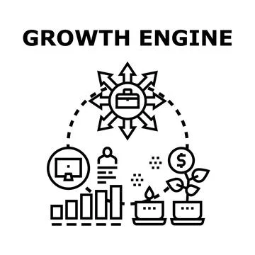Growth engine developing business strategy and success 스톡 일러스트