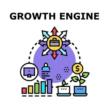 Growth engine developing business strategy and success Stock Illustration