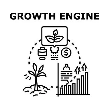 Growth engine developing business strategy and financial success Stock Illustration