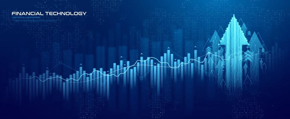 Growth of financial technology development Stock Illustration