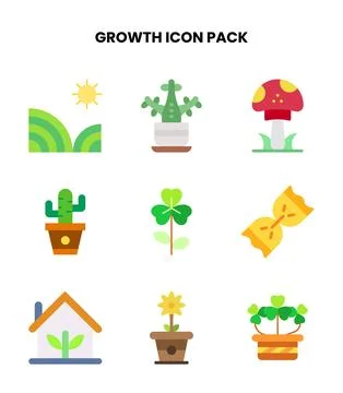 Growth Flat Collection Icons Pack Stock Illustration