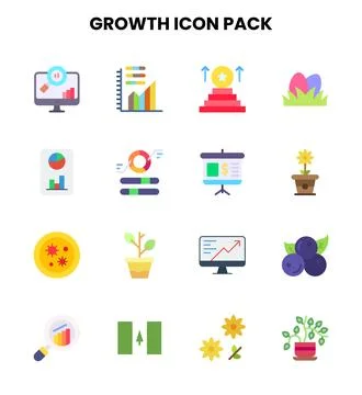 Growth Flat Graphics Icons Pack Illustrazione stock