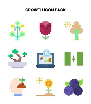 Growth Flat Icons Pack 스톡 일러스트