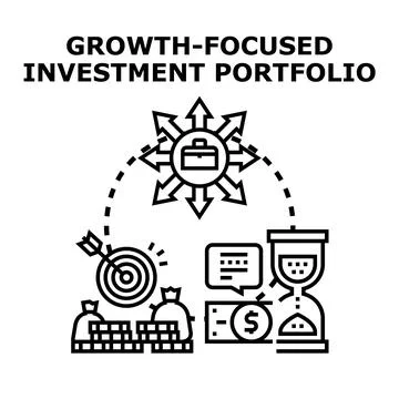Growth focused investment portfolio developing wealth strategy Stock Illustration