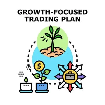 Growth focused trading plan concept displaying investment development Illustrazione stock