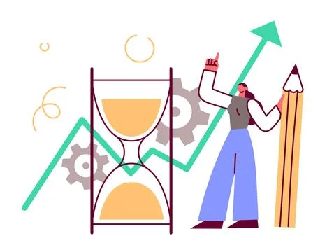 Growth as a function of time. Time management, business planning Stock Illustration