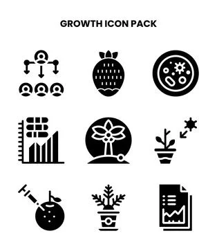 Growth Glyph Bundle Icons Pack Stock Illustration