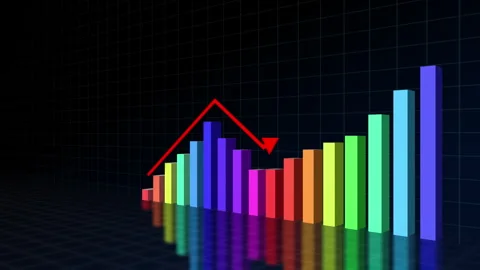 Growth graph and arrow, Abstract illustration business 3d animation. Stock Footage 246680724