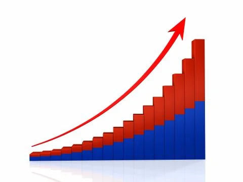 Growth graph with arrow Stock Illustration