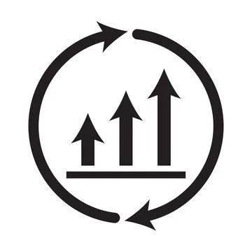 Growth graph with arrows in a circle vector icon for graphic design, logo, we Stock Illustration