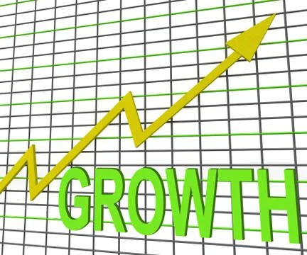 Growth graph chart shows increase sales profit Stock Illustration