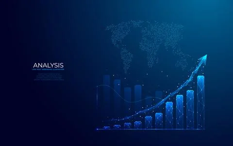 Growth graph chart on technology map. Stock market concept. Stock Illustration