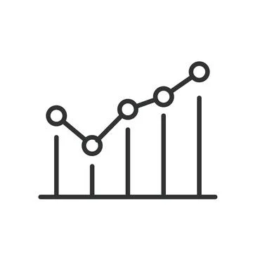 Growth graph with circles, icon in line design. Growth, graph, circles, rise Stock Illustration