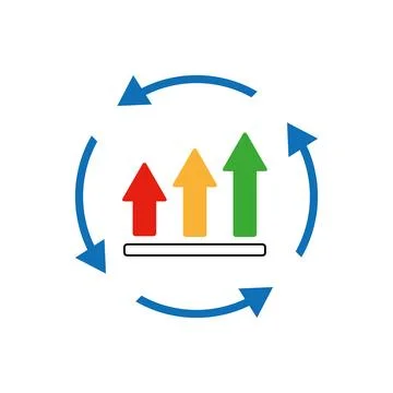 A growth graph with circular arrows in line icon design Stock Illustration