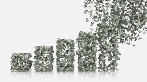 Growth graph from dollar banknotes Stock Footage 61494664