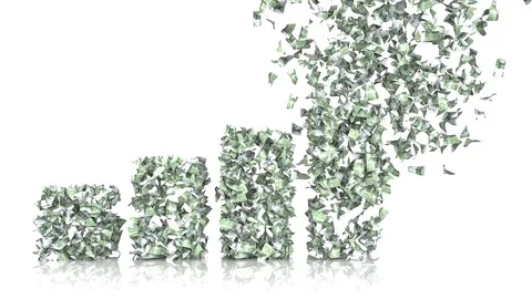 Growth graph from euro banknotes Stock Footage 69945762
