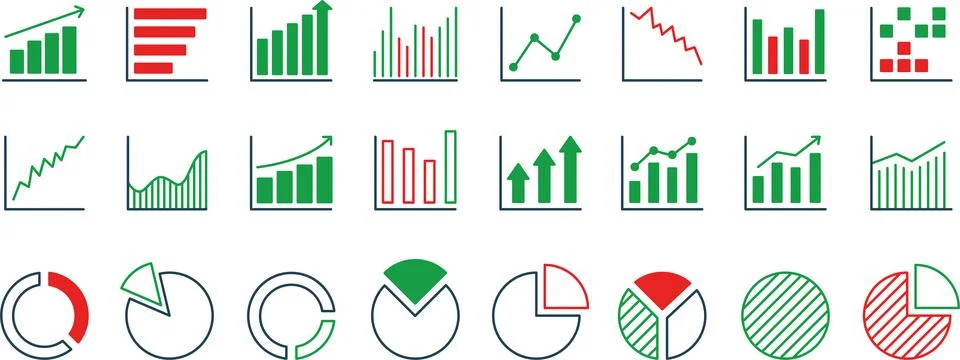 Growth graph icon set. Containing arrow up and down, growing business 스톡 일러스트