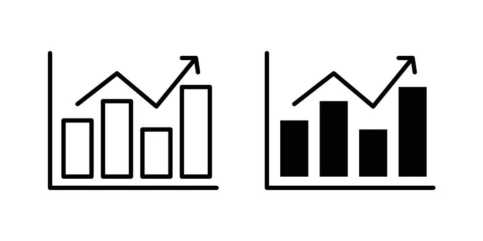 Growth graph icon silhouette vector set. thin line pack Illustrazione stock