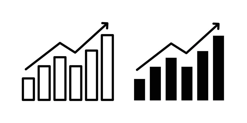 Growth graph icon symbol. Flat and Stroke Vector illustration イラスト素材