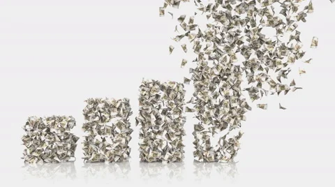 Growth graph from Russian ruble banknotes Stock Footage 61743761