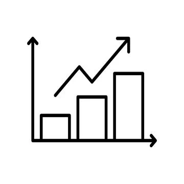 Growth graph thin line icon on white background - Vector Stock Illustration
