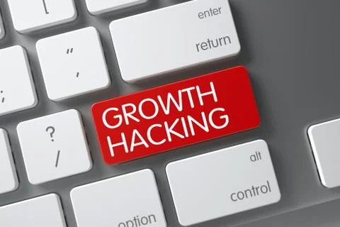 Growth Hacking CloseUp of Keyboard. 3D Render イラスト素材