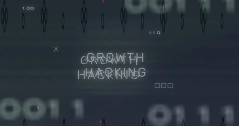 Growth hacking text animation over digital data and binary code background Stock Footage 304926058