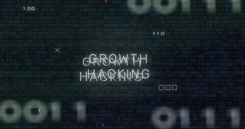 Growth hacking text animation over binary code background Stock Footage 305292575