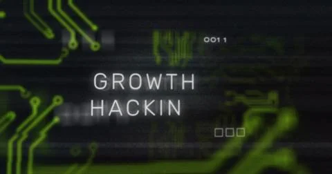 Growth hacking text image over green circuit board graphics Stock Illustration