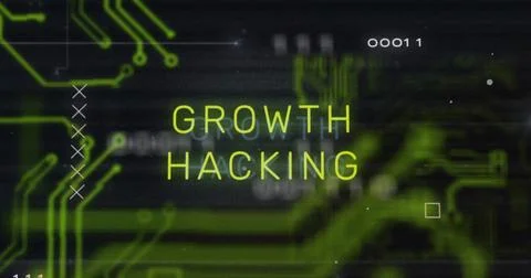 Growth hacking text image over green circuit board graphics Stock Illustration
