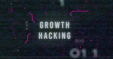Growth hacking text image over binary code background Foto stock