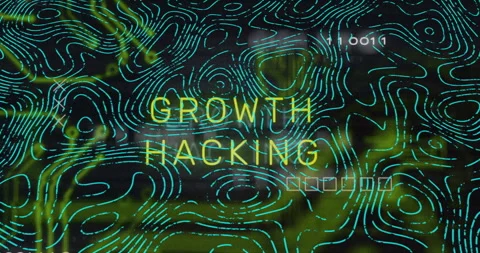 Growth hacking text over abstract digital patterns and binary code animation Stock Footage 304644941